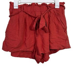 American Eagle Linen Blend Paper Bag Waist Shorts